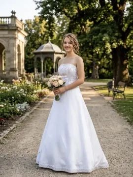 8302 Keringőruha matt szaténból, kristályokkal és platina hímzéssel