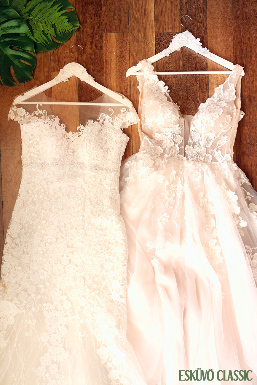 Menyasszonyi ruhák vállfán